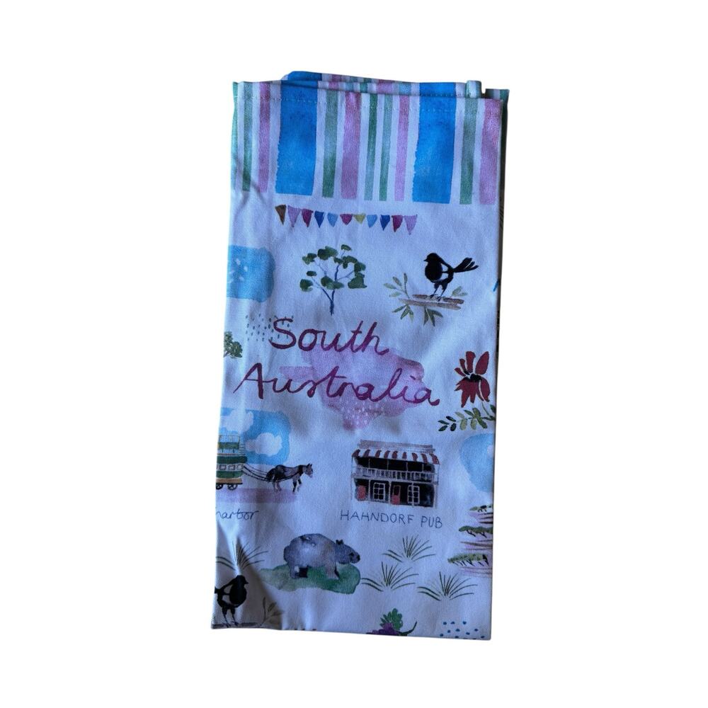 South Australia Print Tea Towel *NEW* ASHDENE Longina Phillips Beach Koala Trees